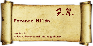 Ferencz Milán névjegykártya